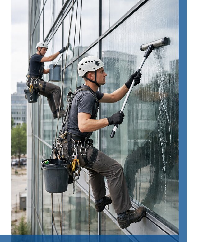 Мойка витражей альпинистами в Новодвинске от 716 р. под ключ|ВЫСОТНИК-Нвд