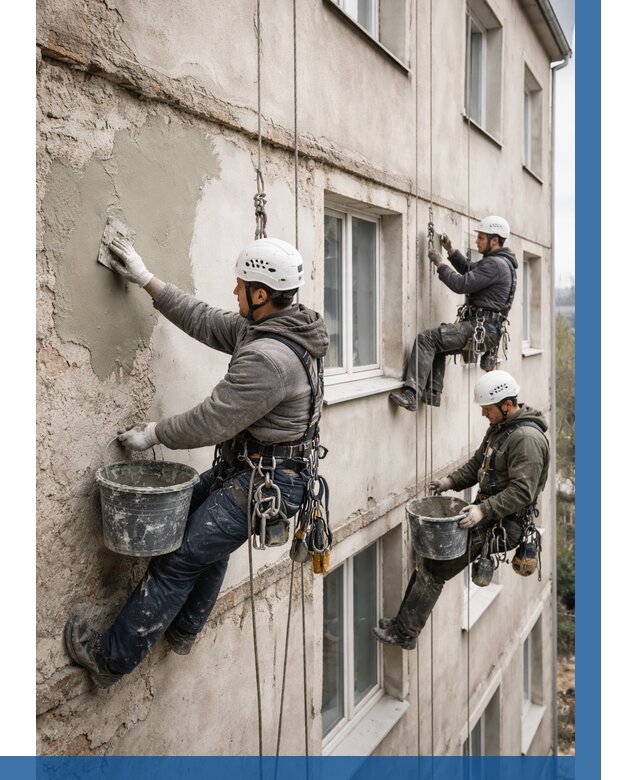 Ремонт штукатурного фасада в Новодвинске от 767 р. под ключ | ВЫСОТНИК-Нвд