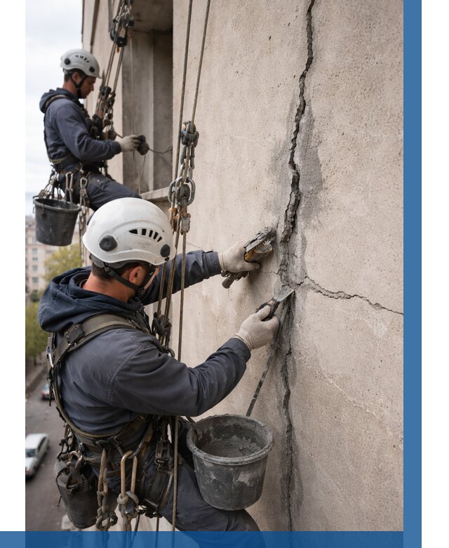 Заделка трещин на фасаде в Новодвинске от 920 р. | ВЫСОТНИК-Нвд