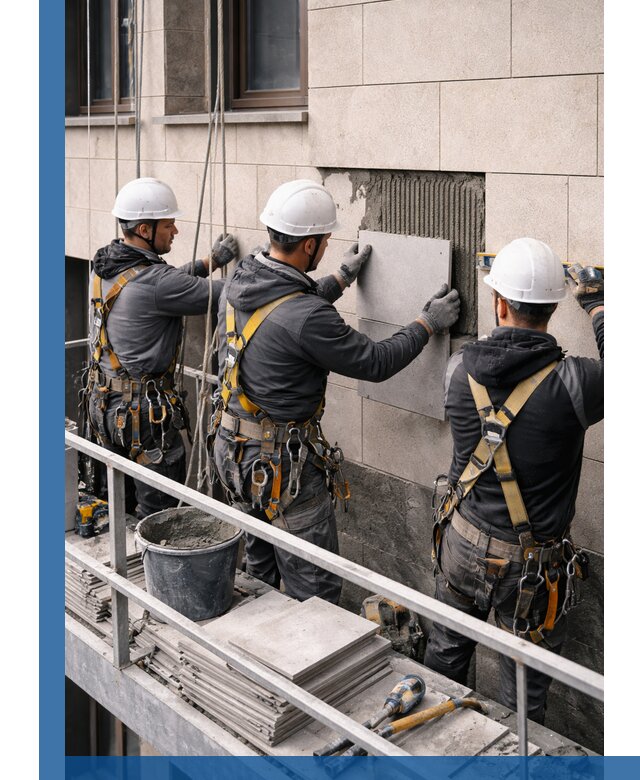 Ремонт облицовки фасада плиткой в Новодвинске с гарантией