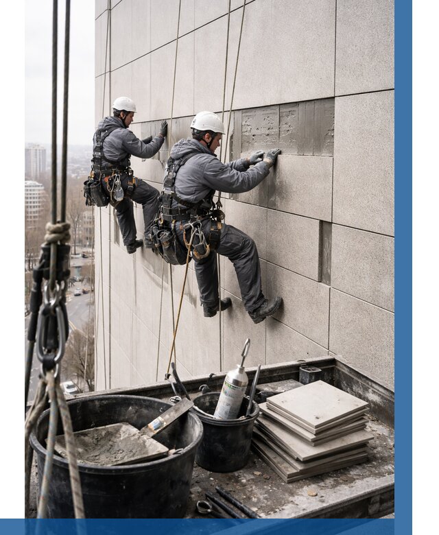 Ремонт фасада из керамогранита в Новодвинске от 2557 р. | ВЫСОТНИК-Нвд