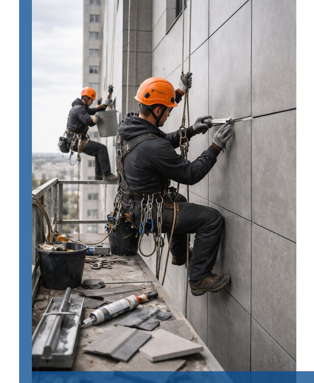 Профессиональный ремонт фасада из керамогранита в Новодвинске