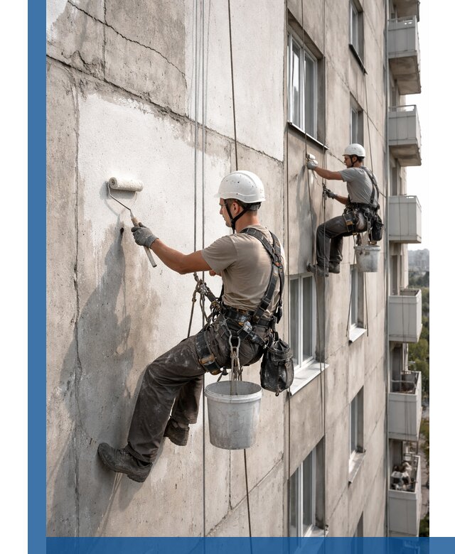 Покраска бетонного фасада в Новодвинске для жилых и промышленных объектов