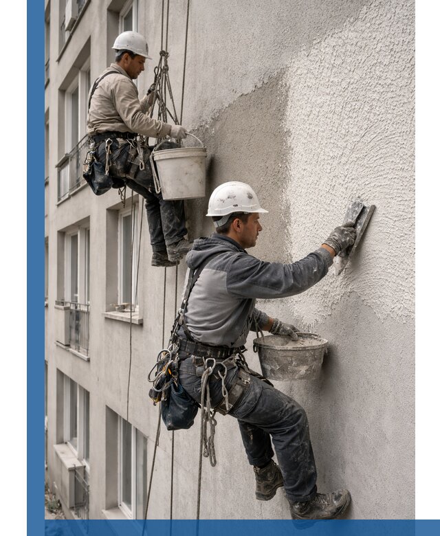 Нанесение декоративной штукатурки короед на фасад в Новодвинске