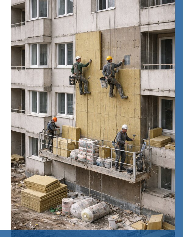 Утепление фасада минватой в Новодвинске от 1534 р. | ВЫСОТНИК-Нвд