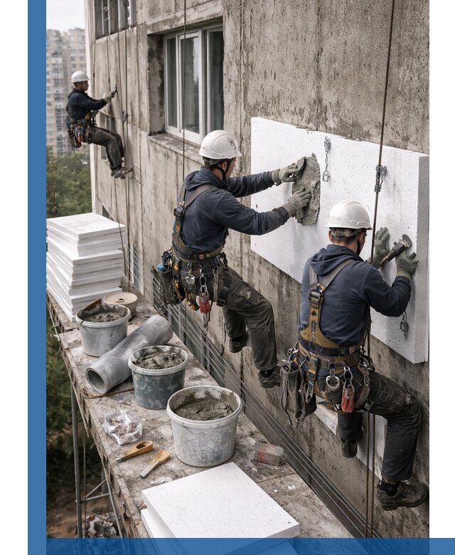 Утепление фасада пенополистиролом в Новодвинске под ключ