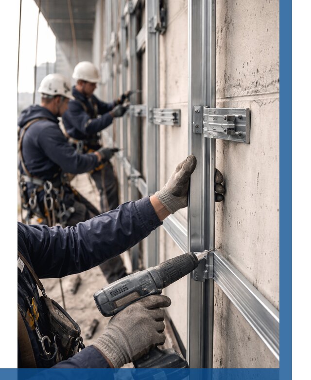 Монтаж подсистемы вентфасада в Новодвинске от 869 р. | ВЫСОТНИК-Нвд