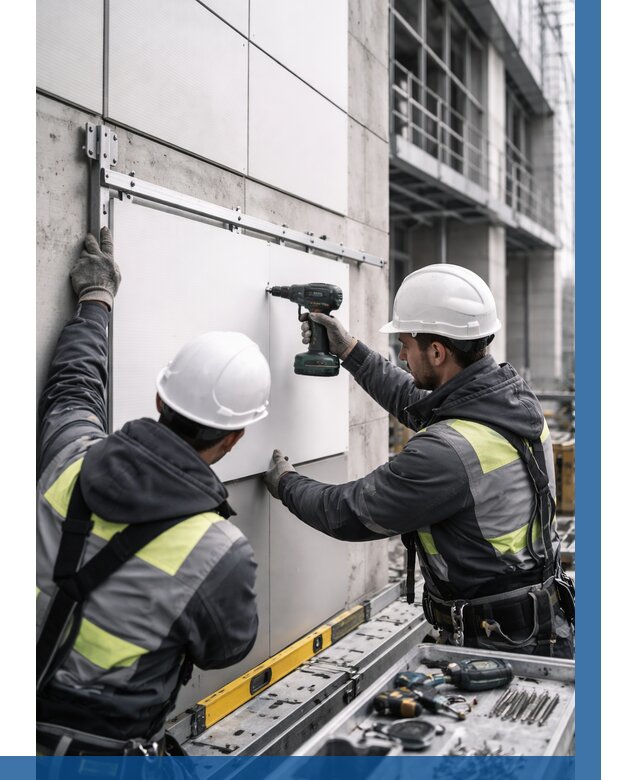 Монтаж композитных панелей фасада в Новодвинске от 2557 р. | ВЫСОТНИК-Нвд