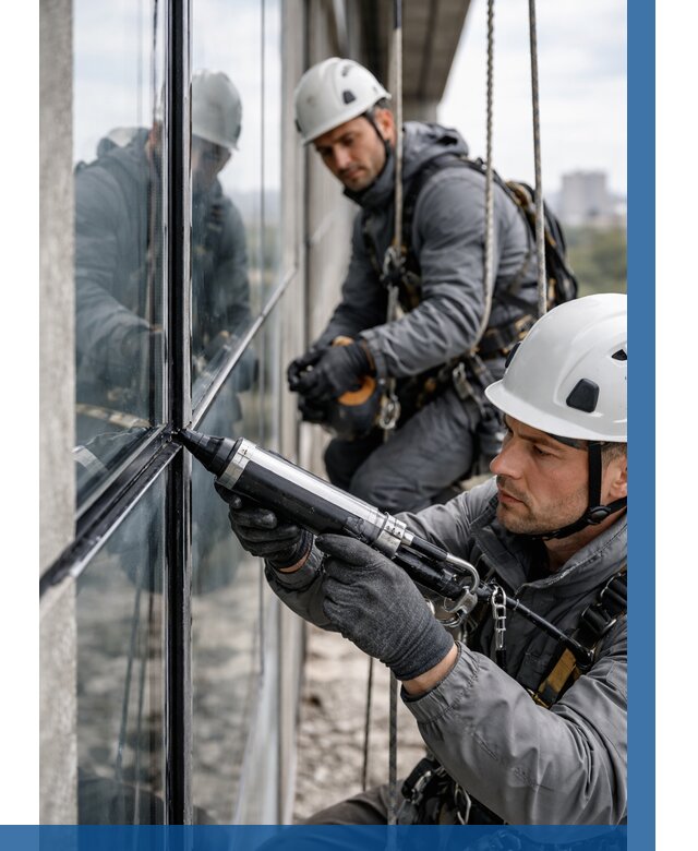 Герметизация витражных швов в Новодвинске от 665 р. | ВЫСОТНИК-Нвд