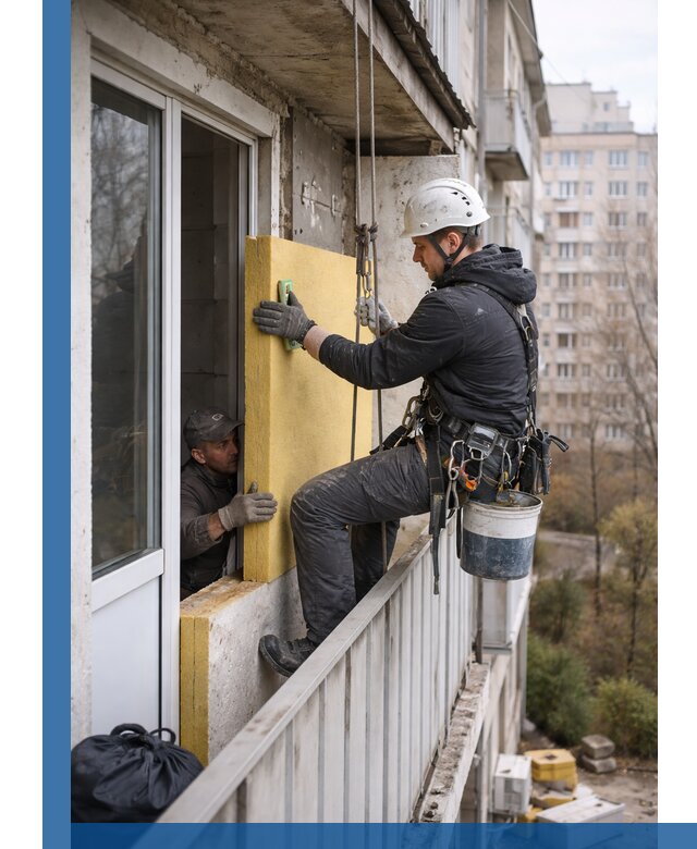 Профессиональное утепление балкона снаружи в Новодвинске под ключ