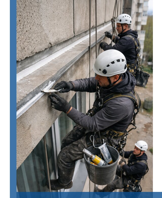 Герметизация примыкания балкона в Новодвинске под ключ с гарантией