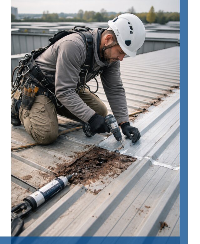 Ремонт профнастила на кровле в Новодвинске от 716 р. | ВЫСОТНИК-Нвд