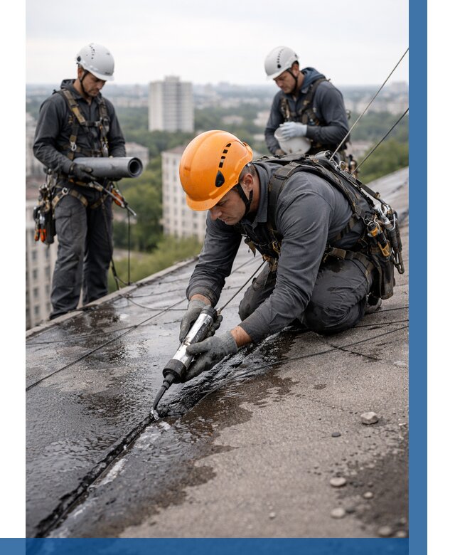 Устранение протечек кровли в Новодвинске от 12272 р. | ВЫСОТНИК-Нвд