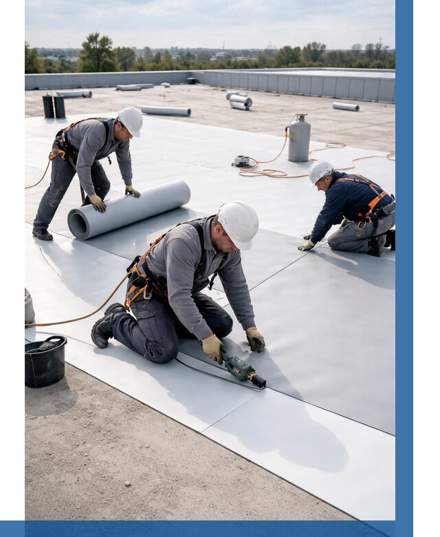 Монтаж мембранной кровли под ключ в Новодвинске от 1227 р. | ВЫСОТНИК-Нвд