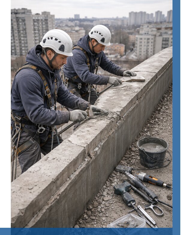 Ремонт парапета на кровле в Новодвинске от 1534 р. | ВЫСОТНИК-Нвд