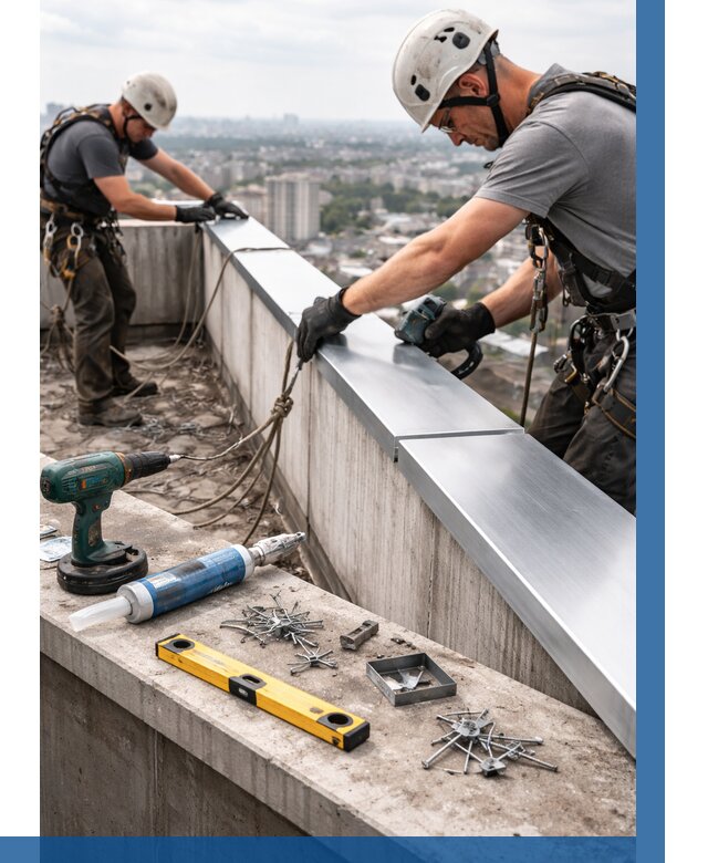 Монтаж парапетных крышек в Новодвинске от 818 р. | ВЫСОТНИК-Нвд