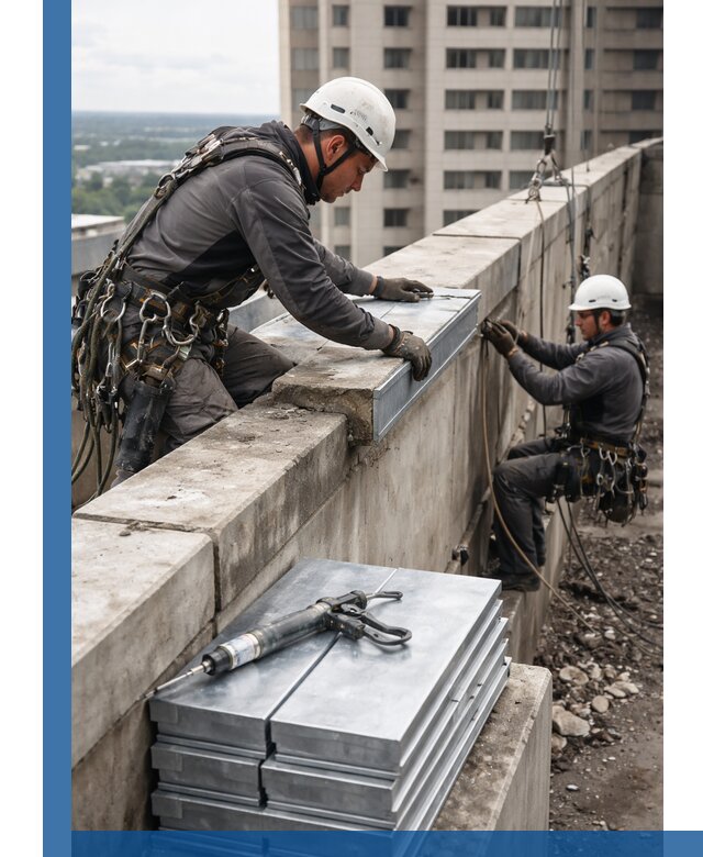 Замена парапетных крышек и установка новых в Новодвинске