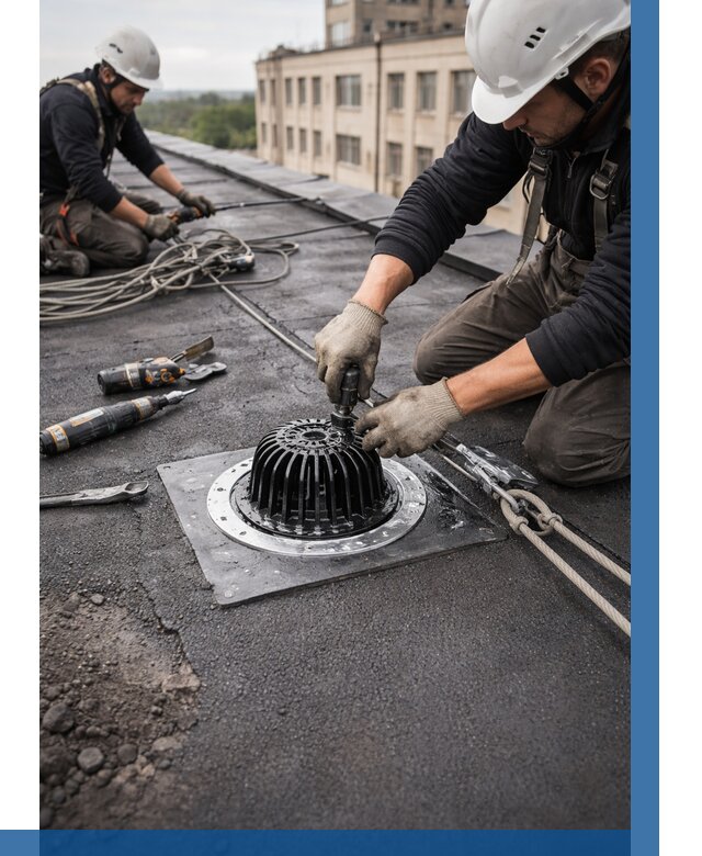 Установка водосточных воронок в Новодвинске цена от 3579 р. | ВЫСОТНИК-Нвд