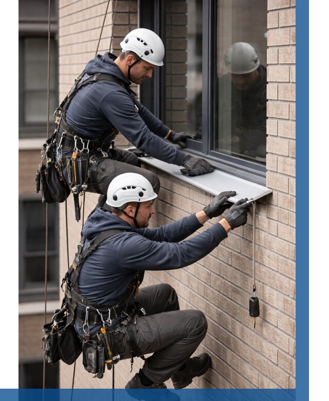 Монтаж оконных отливов под ключ в Новодвинске от 3579 р. | ВЫСОТНИК-Нвд