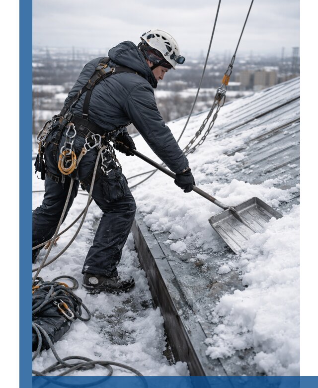 Профессиональная очистка кровли от снега и наледи в Новодвинске