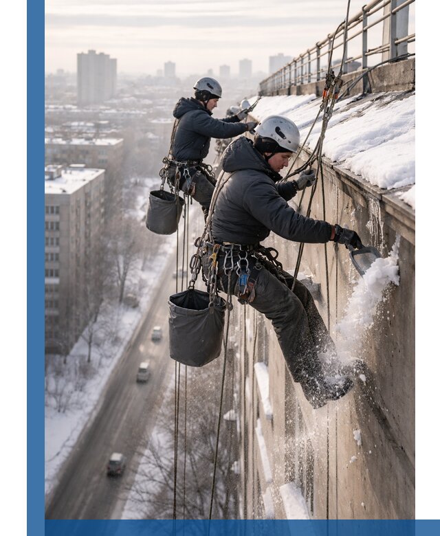 Очистка карнизов от снега в Новодвинске профессионально и безопасно