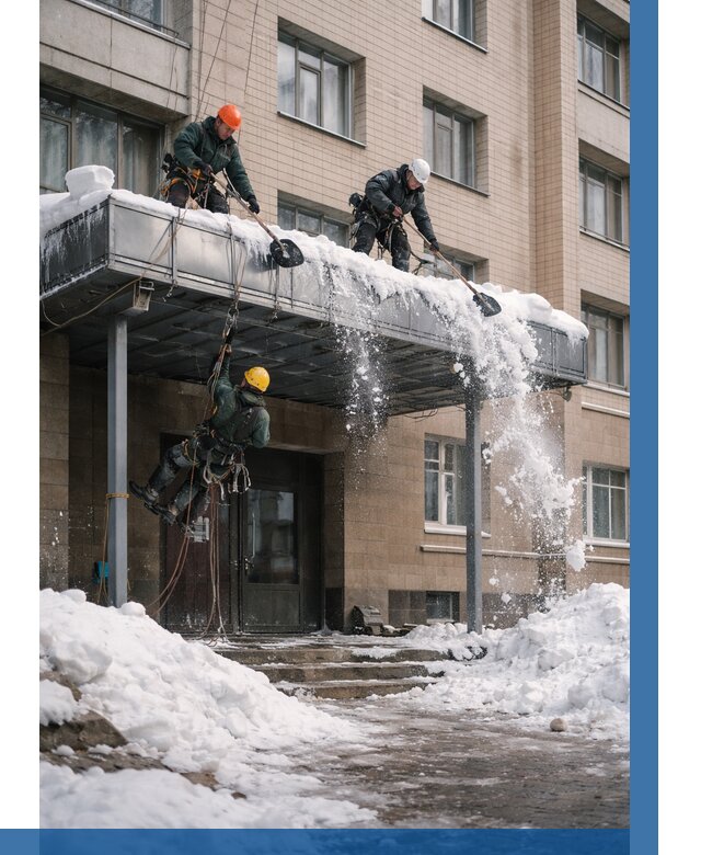 Очистка козырьков от снега в Новодвинске от 3579 р. | ВЫСОТНИК-Нвд