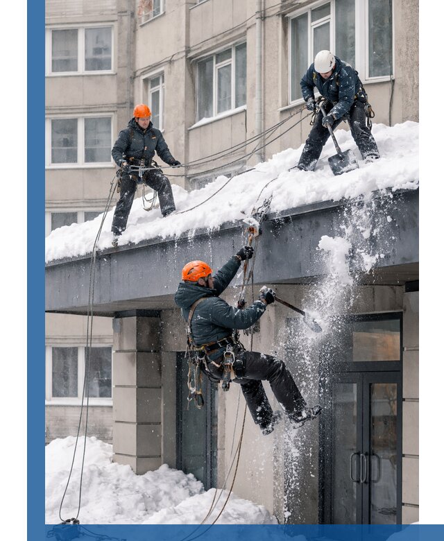 Безопасная очистка навесов от снега в Новодвинске круглогодично