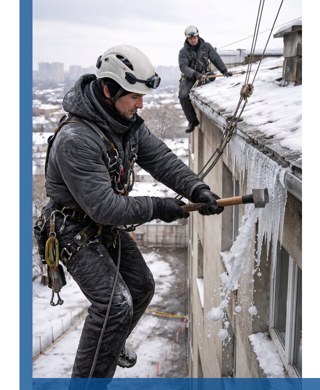 Сбивание и удаление сосулек с крыши в Новодвинске безопасно