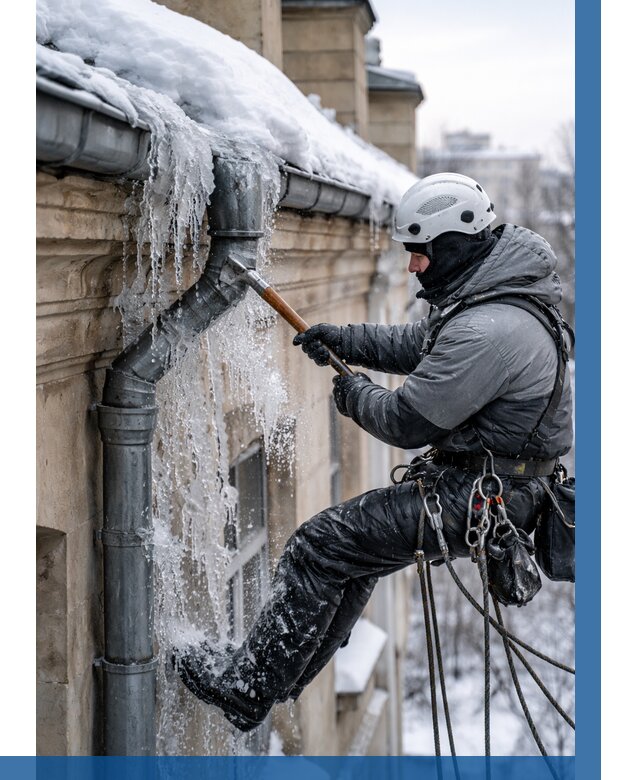 Очистка водостоков от льда в Новодвинске от 3579 р. | ВЫСОТНИК-Нвд