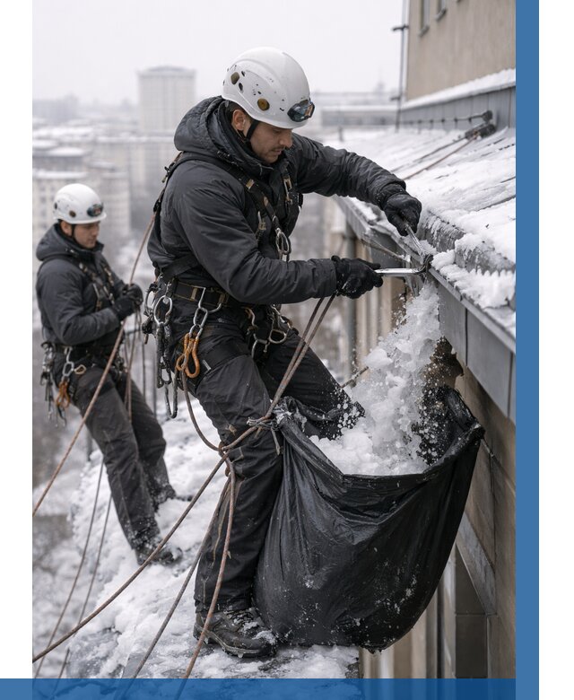 Аварийная очистка крыши в Новодвинске под ключ от 307 р. | ВЫСОТНИК-Нвд