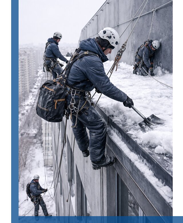 Абонентское обслуживание кровли зимой в Новодвинске регулярный уход