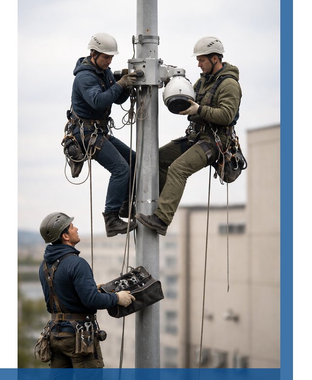 Установка видеокамер на мачте в Новодвинске от 8693 р. | ВЫСОТНИК-Нвд