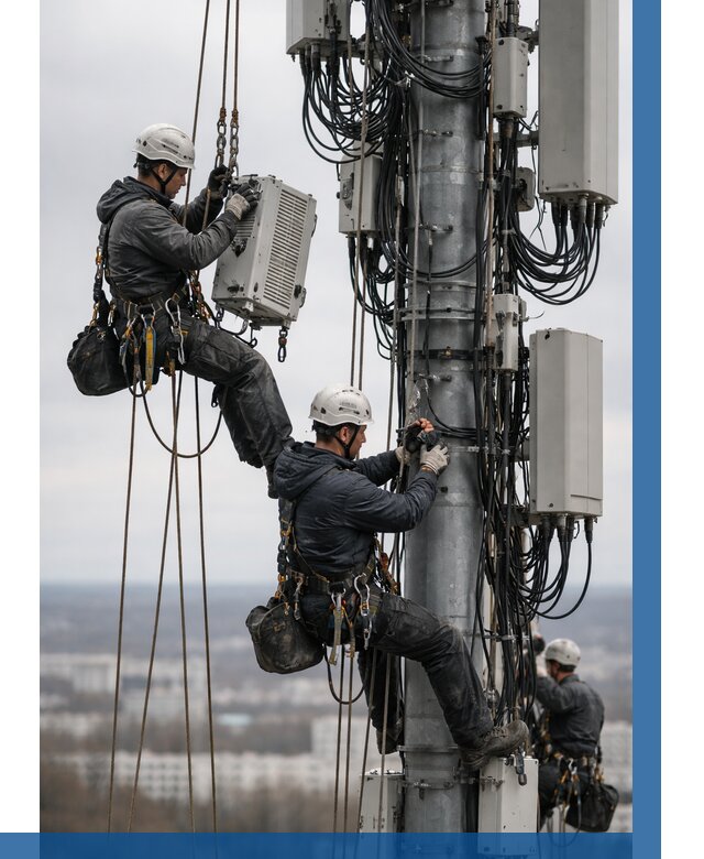 Монтаж оборудования связи на мачте в Новодвинске от 7670 р. | ВЫСОТНИК-Нвд