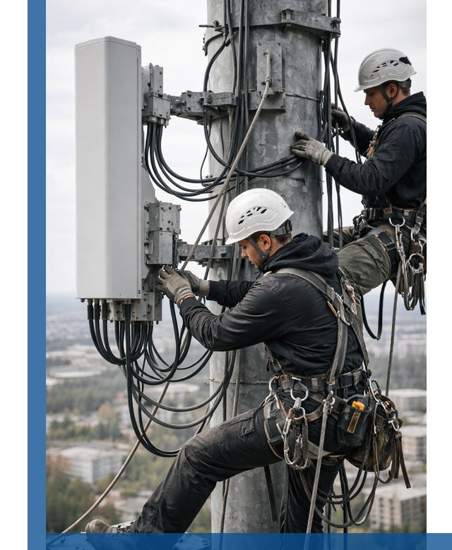 Монтаж оборудования связи на мачте в Новодвинске с пусконаладкой