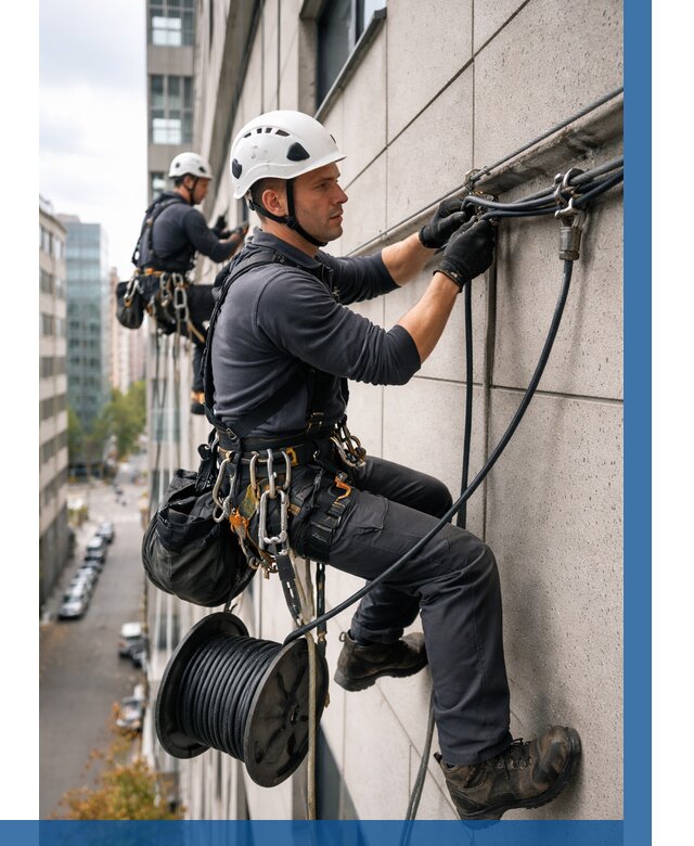 Прокладка кабеля по фасаду в Новодвинске от 358 р. | ВЫСОТНИК-Нвд