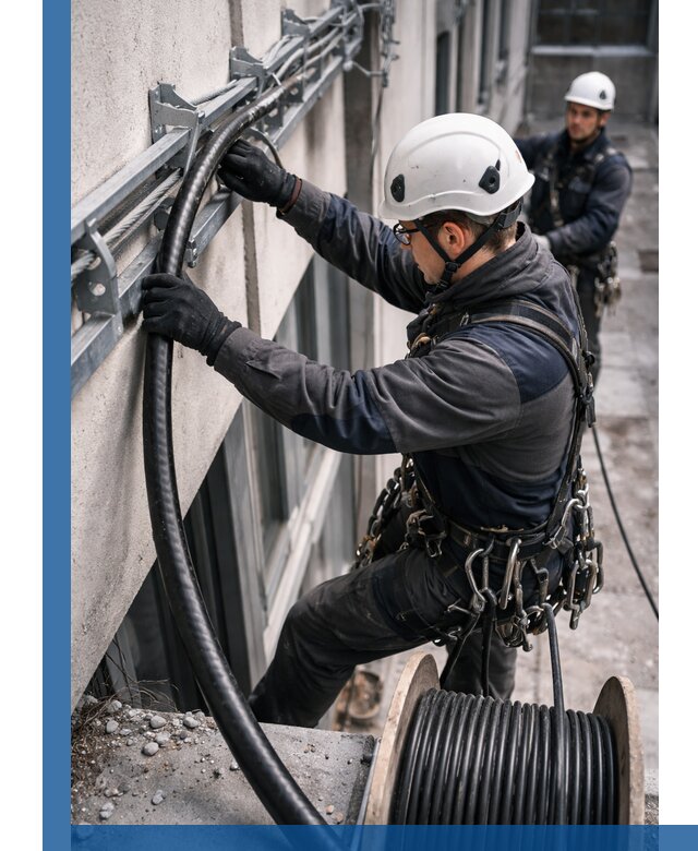 Протяжка кабеля питания на высоте в Новодвинске с гарантией безопасности и качества