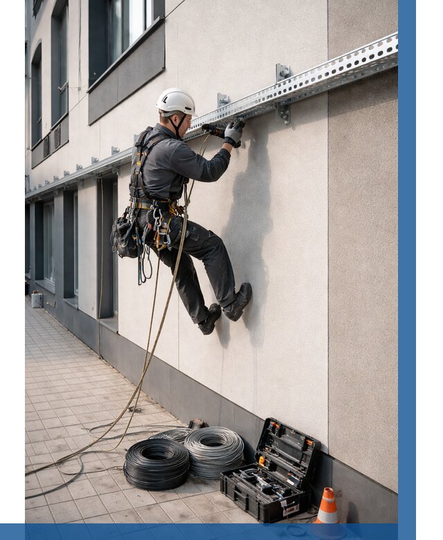 Монтаж кабельных лотков на фасаде в Новодвинске от 1227 р. | ВЫСОТНИК-Нвд