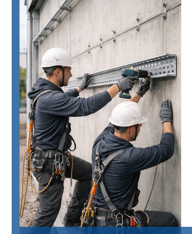 Монтаж кабельных лотков на фасаде зданий в Новодвинске с гарантией