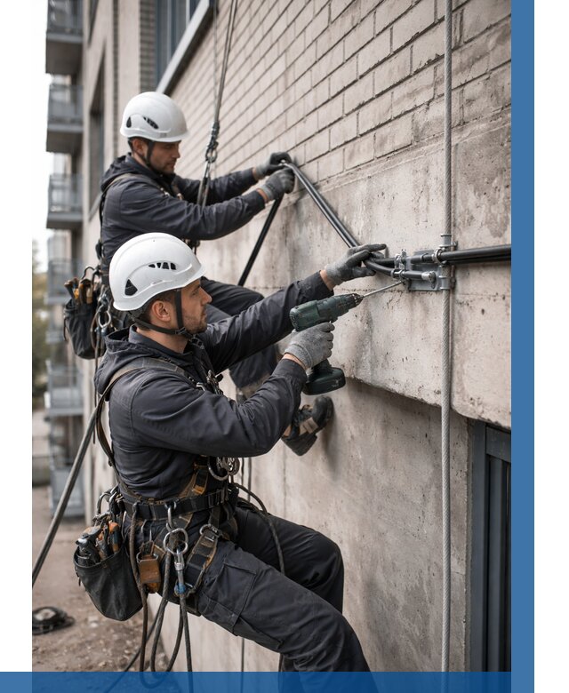 Крепление кабеля на фасаде в Новодвинске от 358 р. | ВЫСОТНИК-Нвд