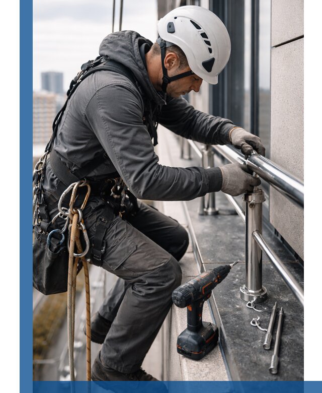 Монтаж ограждений на высоте в Новодвинске для зданий и конструкций