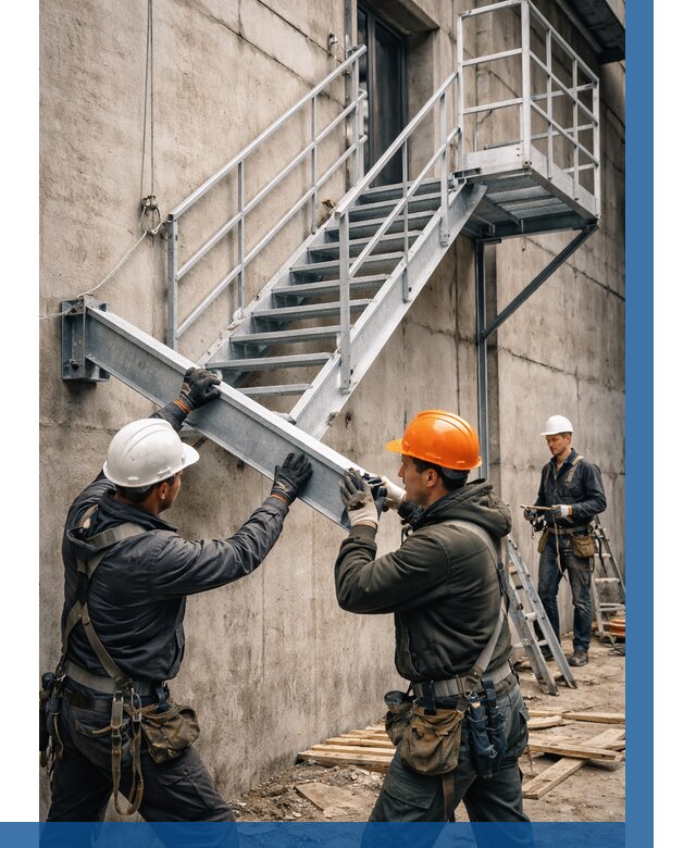 Монтаж металлических лестниц в Новодвинске от 15341 р. | ВЫСОТНИК-Нвд