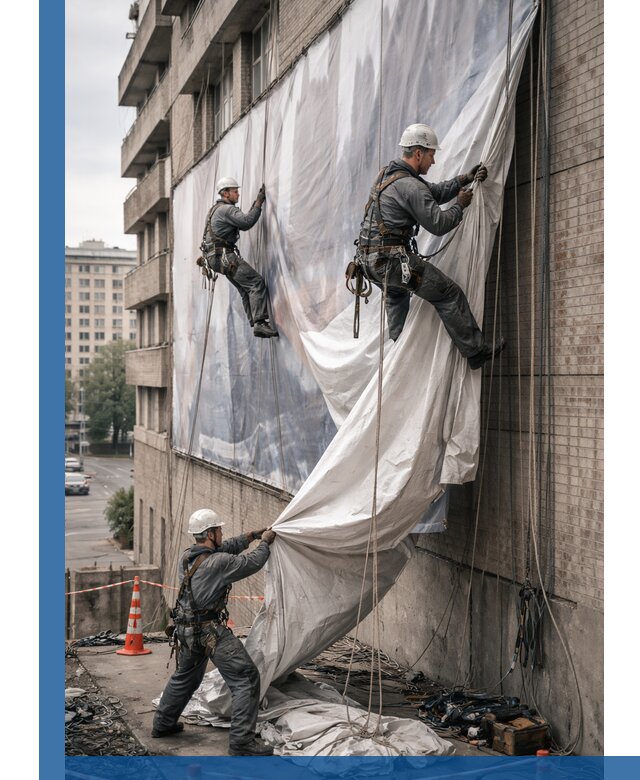 Демонтаж баннеров с фасада в Новодвинске оперативно и безопасно
