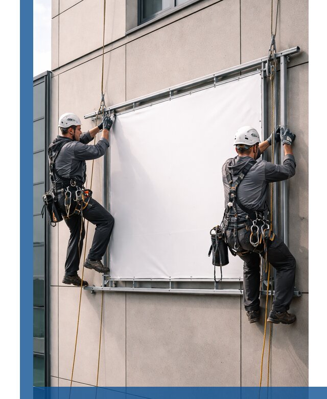 Монтаж наружной рекламной вывески в Новодвинске под ключ