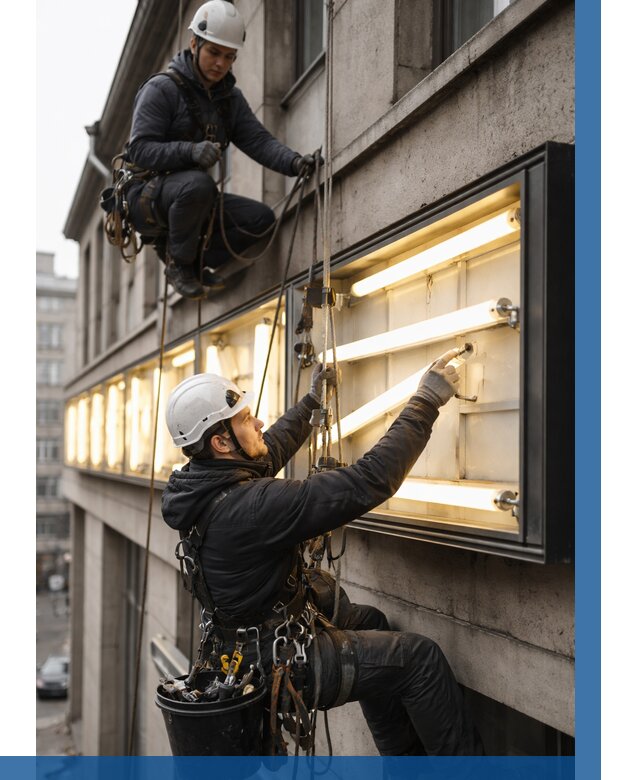 Замена ламп в вывеске в Новодвинске под ключ от 3579 р. | ВЫСОТНИК-Нвд