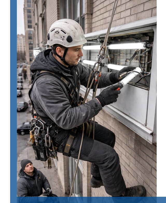 Профессиональная замена ламп в наружной вывеске в Новодвинске