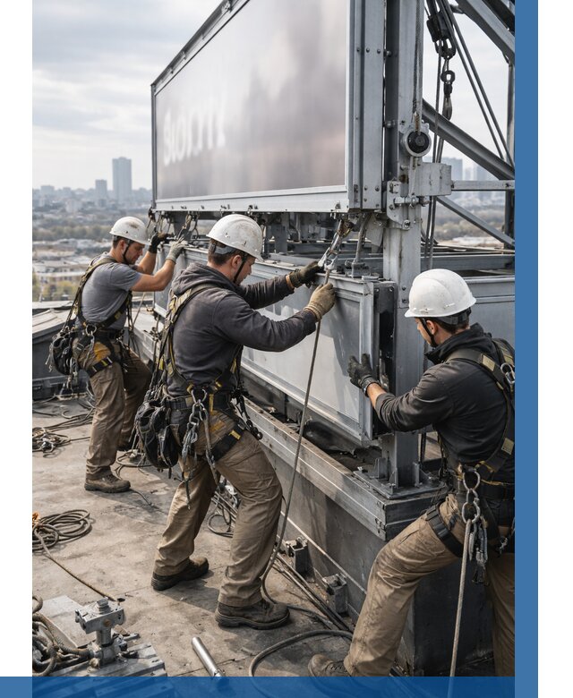 Монтаж крышной рекламной конструкции в Новодвинске от 61362 р.|ВЫСОТНИК-Нвд