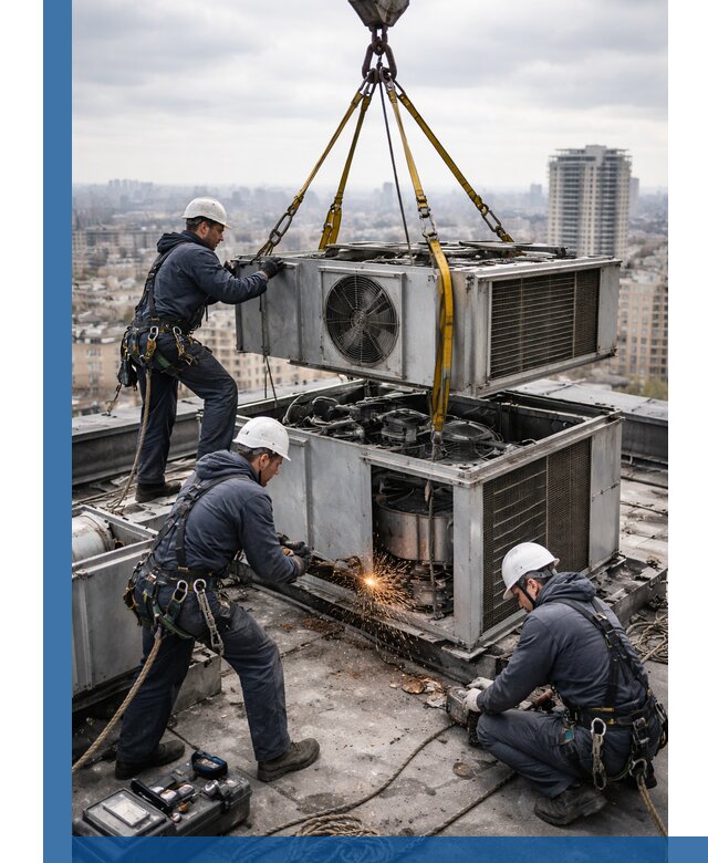 Демонтаж крышной установки в Новодвинске любой сложности