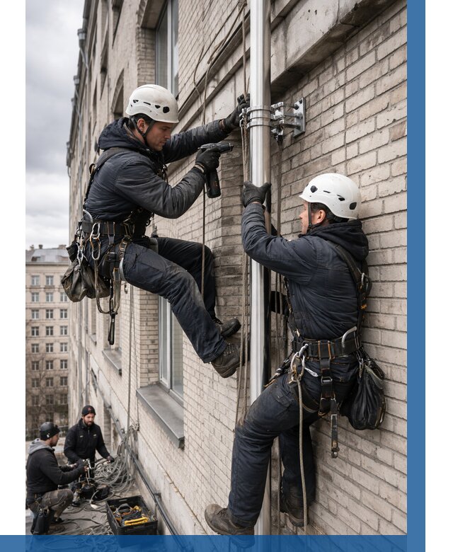 Монтаж флагштока на здании в Новодвинске от 6648 р. | ВЫСОТНИК-Нвд