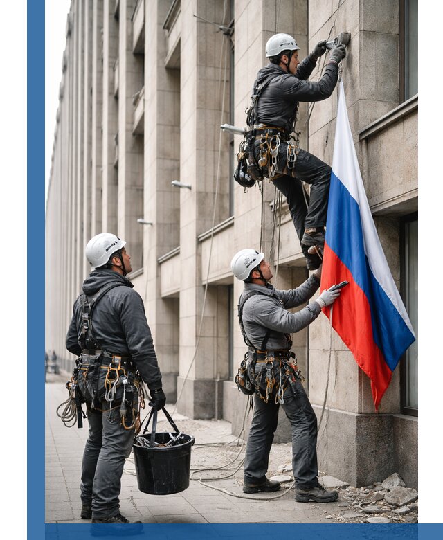 Профессиональная установка флагов на фасаде в Новодвинске