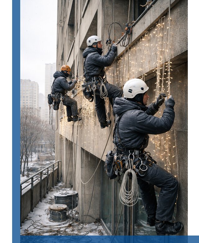 Монтаж новогодней иллюминации и украшение фасадов в Новодвинске